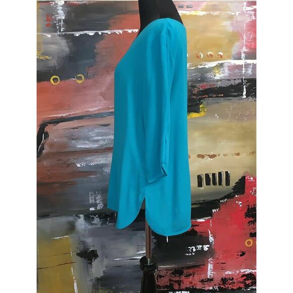 Violet & Claire Teal 3/4 Sleeves Tunic Blouse Size M - Picture 10 of 12